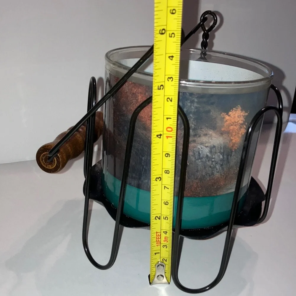 Black Wire Candle Holder with Black Metal‎ Tray and Wooden Handle